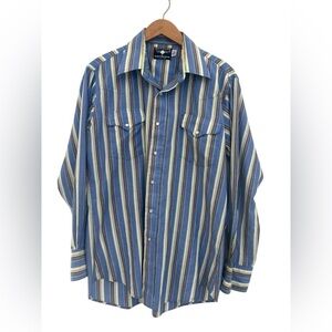 Flying R Ranchwear Men’s Pearl Snap Shirt Striped USA Size Large